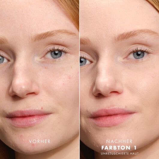 Before and After of the newly enhanced Armani beauty LUMINOUS SILK FOUNDATION
